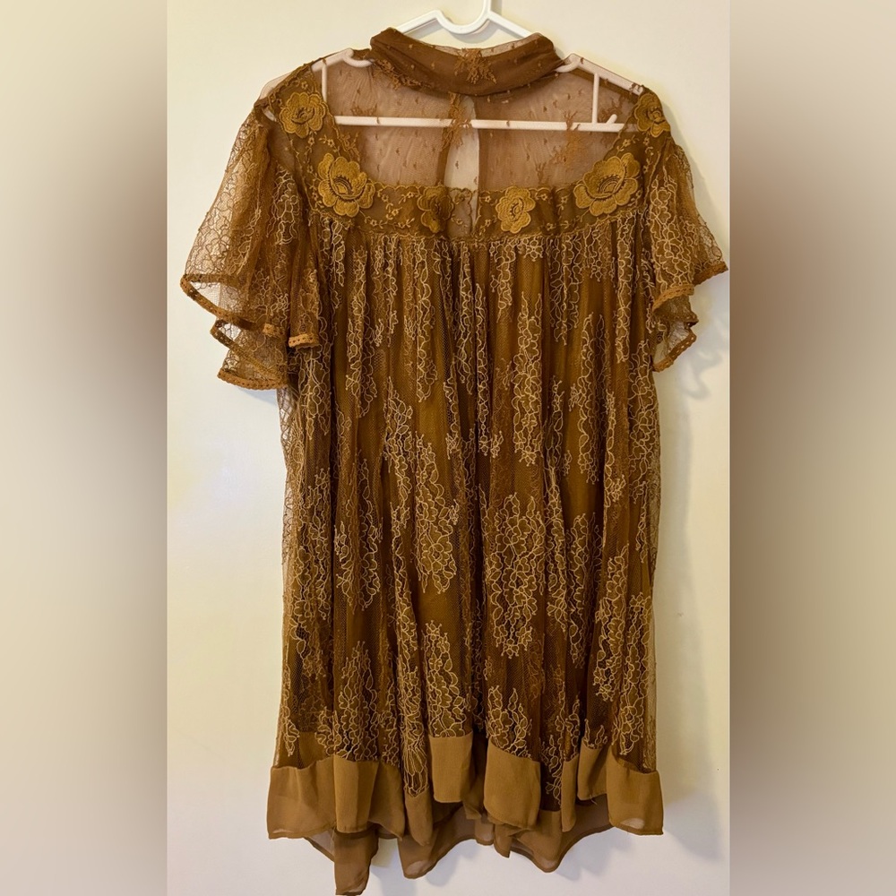 Free People Brown Lace Mini Dress